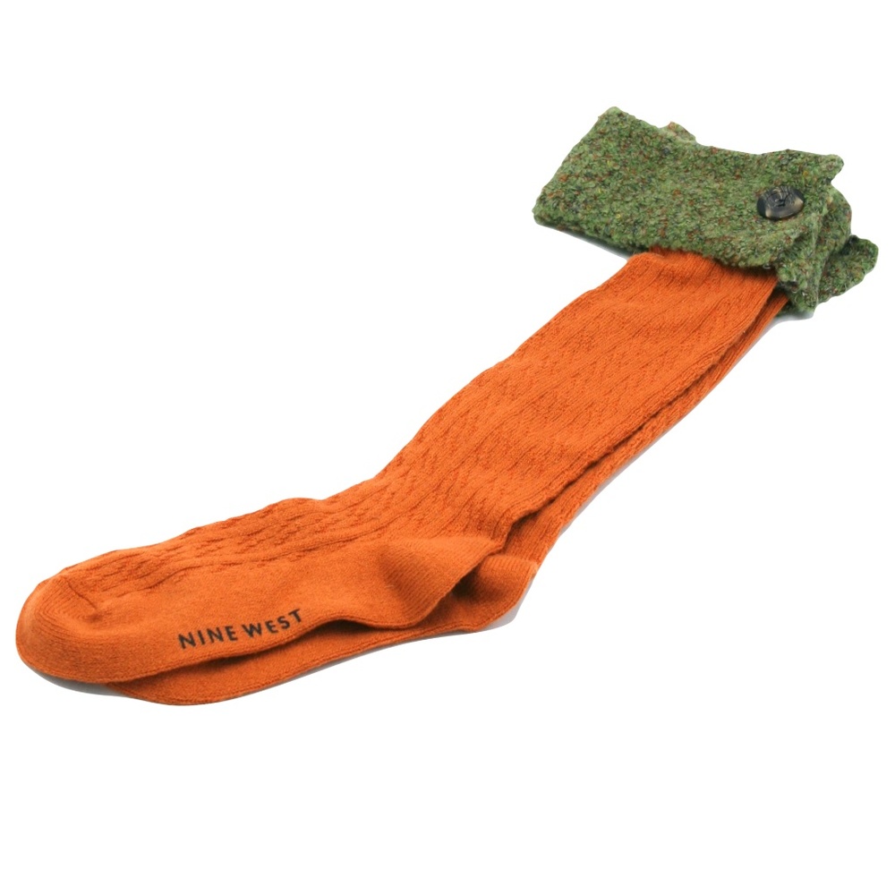 NINE WEST Cable Knit Knee Boot Boucle Cuff Socks